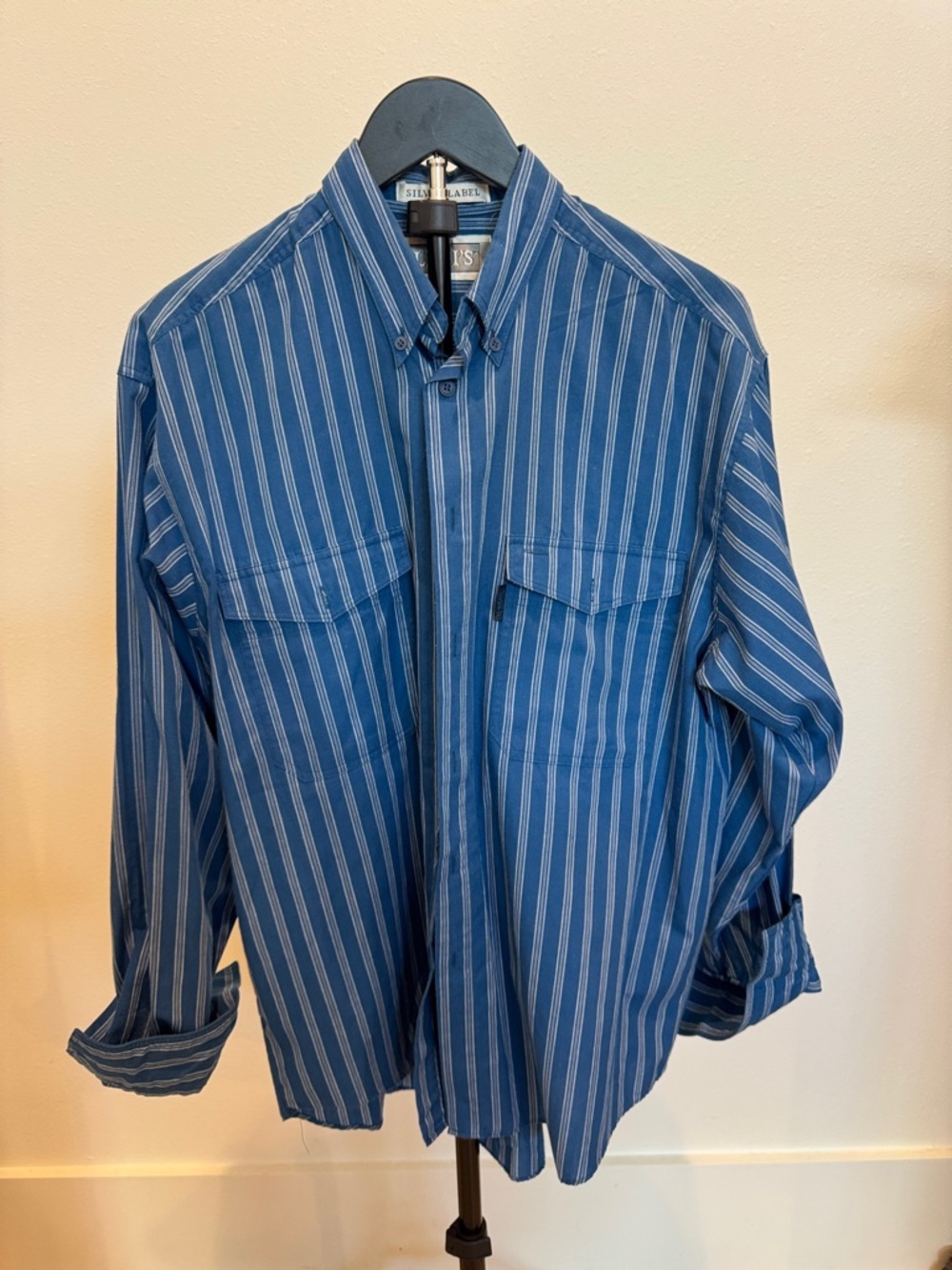 Levi's Blue & White Vertical Stripe Button-Down Shirt - Picture 1 of 4